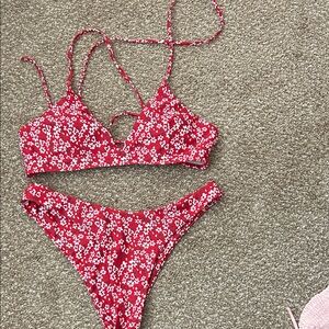 Floral Red Bikini Set